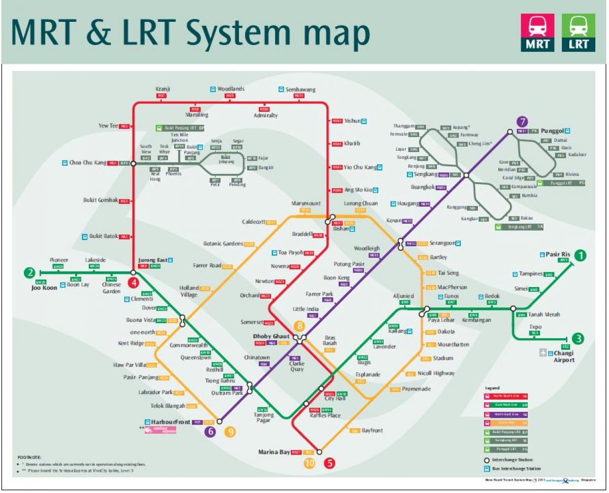 lrt mapa de la ruta Singapur
