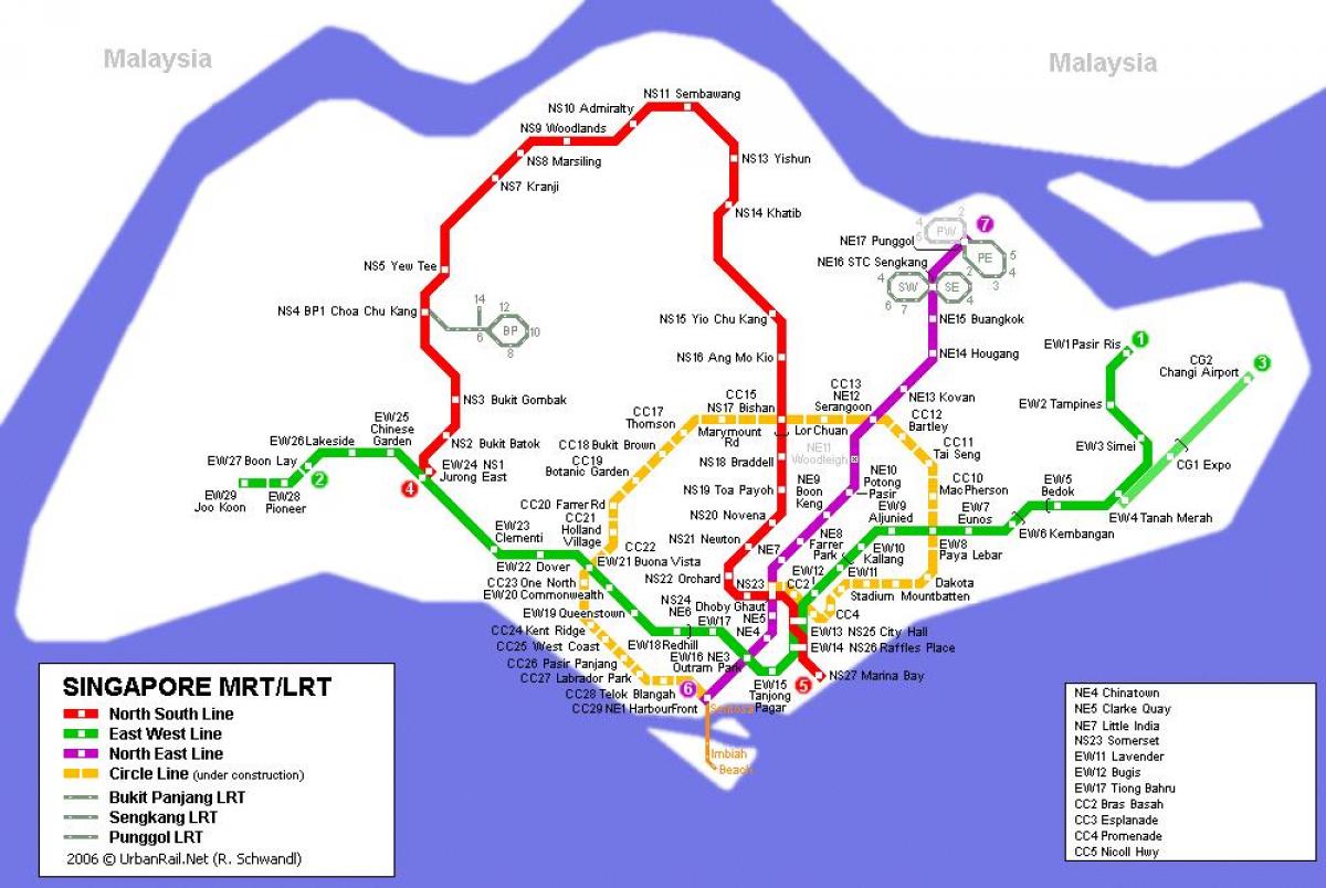 mtr mapa de la ruta Singapur