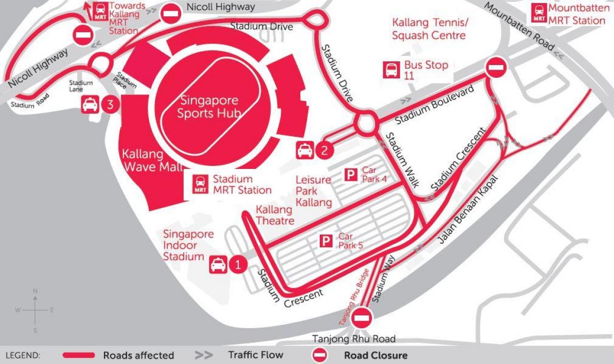 mapa de Singapore sports hub