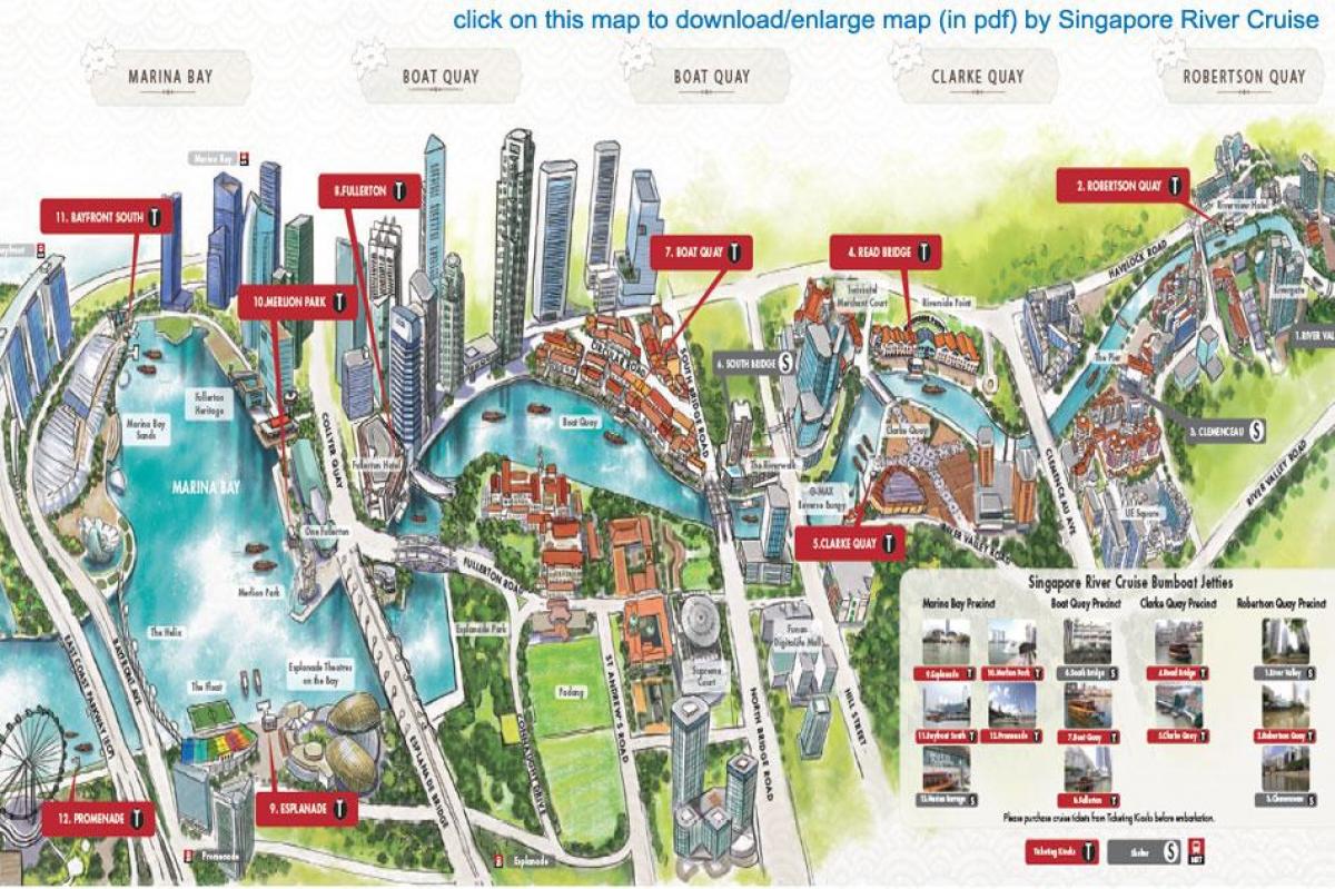 mapa de Singapur Crucero por el Río