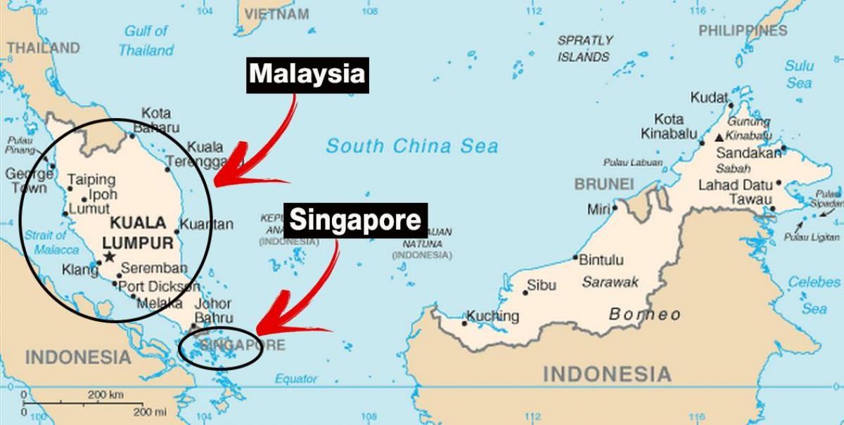 Singapur mapa del mundo