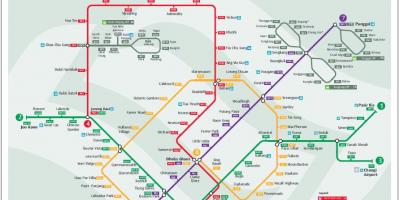 Lrt mapa de la ruta Singapur
