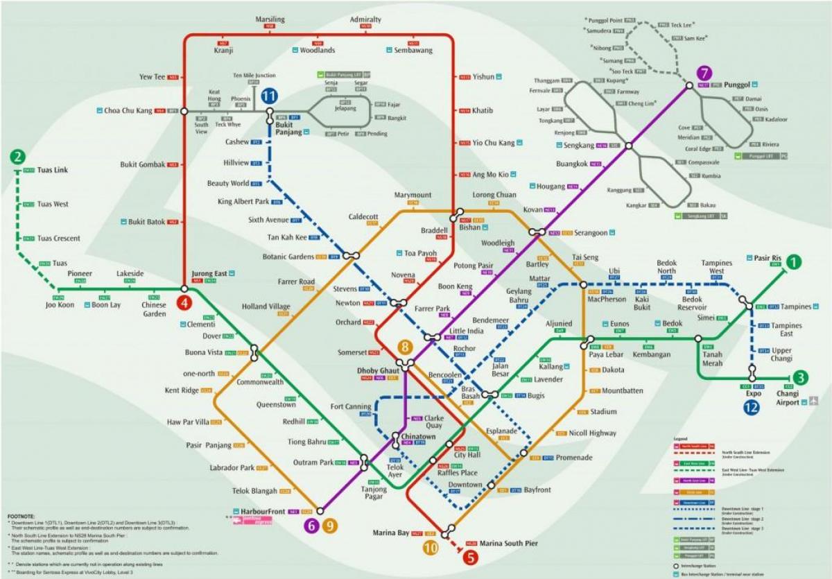 mapa de mrt station en Singapur