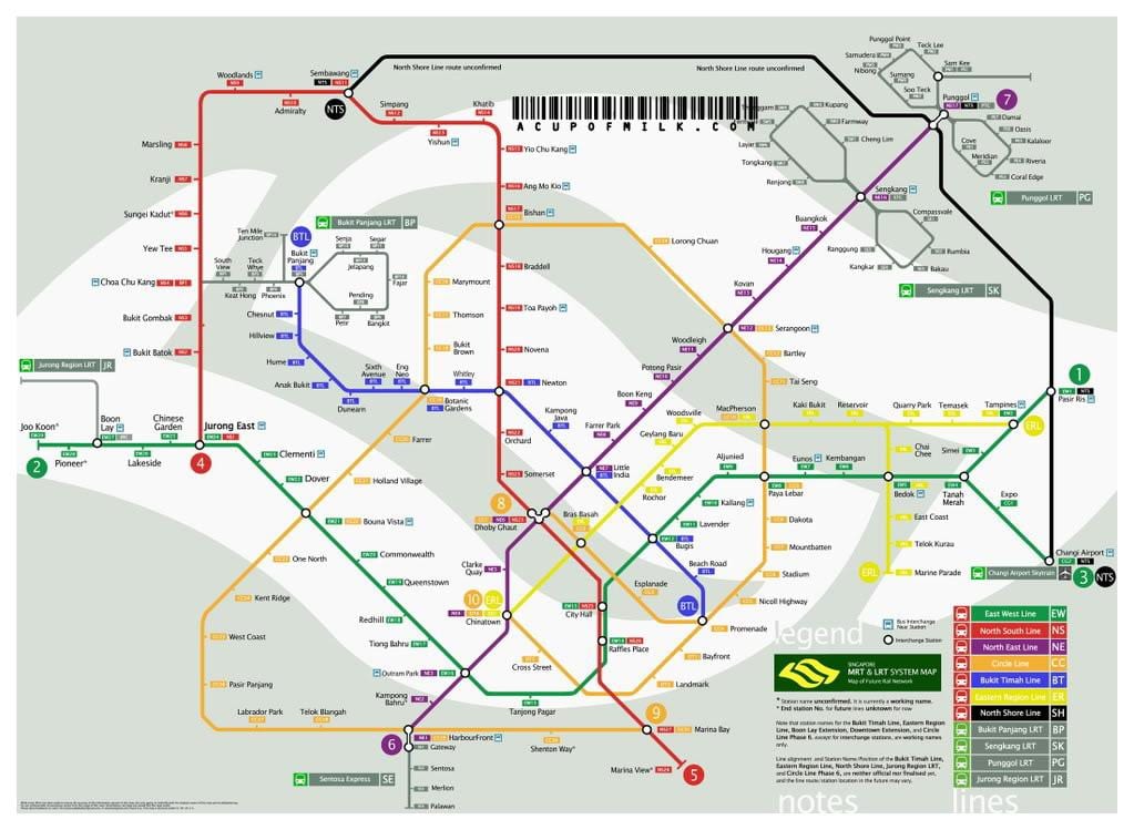 Singapur mrt línea mapa