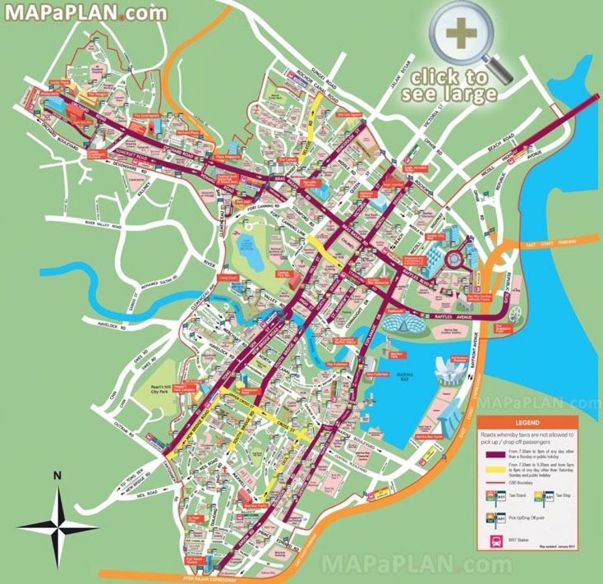 De turismo de singapur mapa de spots