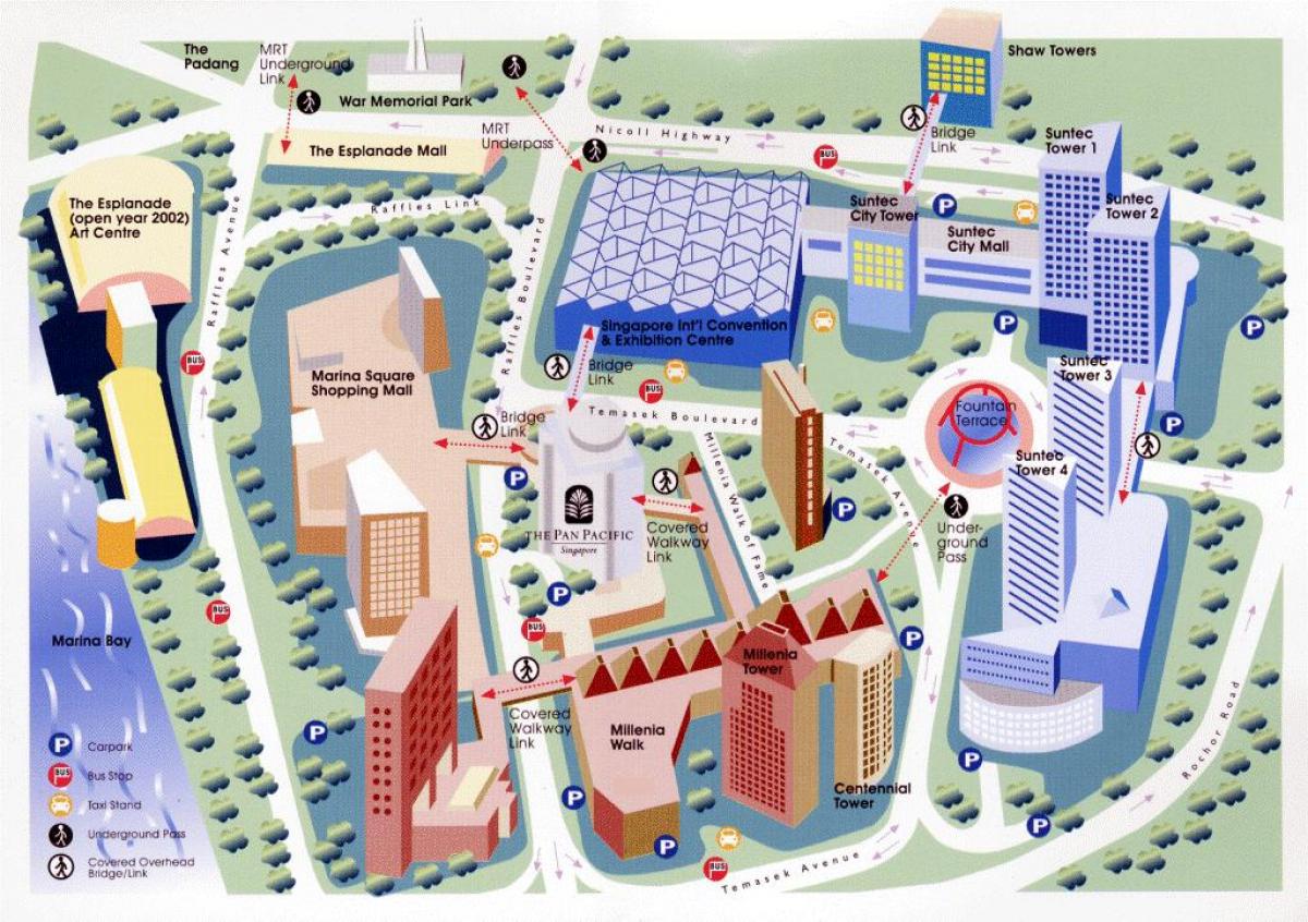 El Distrito Central De Negocios De Singapur Mapa