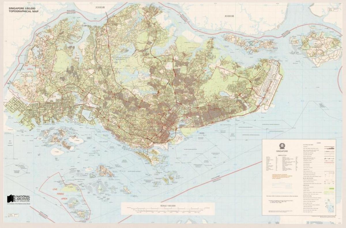 el mapa topográfico de Singapur