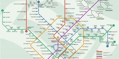 La estación de Mtr de mapa de Singapur